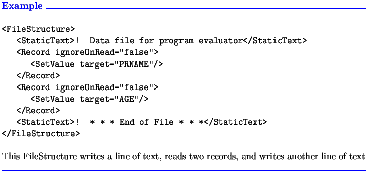 $\textstyle \parbox{6.3in}{\textcolor{blue}
{\textbf{Example \hrulefill}}\\
\pa...
... two records, and
writes another line of text
\\ \textcolor{blue}{\hrulefill}}$