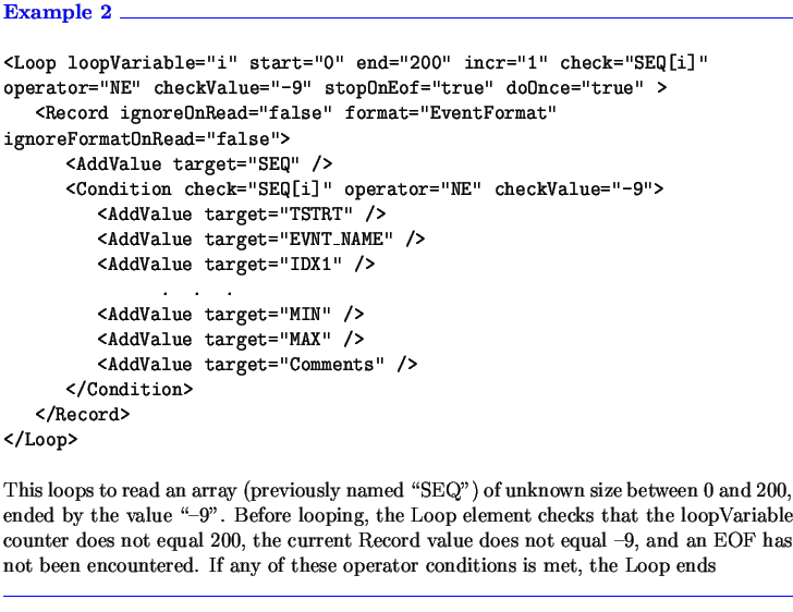 $\textstyle \parbox{6.3in}{\textcolor{blue}
{\textbf{Example 2 \hrulefill}}\\
\...
...hese operator conditions is met, the Loop ends
\\ \textcolor{blue}{\hrulefill}}$