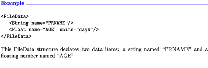 $\textstyle \parbox{6.3in}{\textcolor{blue}
{\textbf{Example \hrulefill}}\\
\pa...
...\lq\lq PRNAME''
and a floating number named \lq\lq AGE''
\\ \textcolor{blue}{\hrulefill}}$